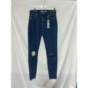Tractr Diane Mid Rise Slim Jeans 2/26 Distressed Blue NWT